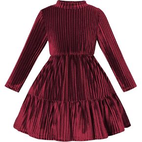 Toddler Velvet Dress Baby Girl Winter Dress Little Girls Long Sleeve Round Neck Fall Winter Party Outfits Casual in Kuwait