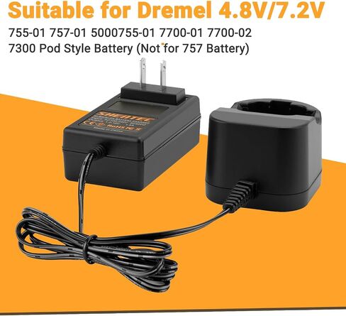 Shentec 4.8V/7.2V Ni-MH and Ni-Cd Charger Compatible with Dremel 755-01 757-01 5000755-01 7700-01 7700-02 7300 Pod Style Battery (Not for 757 Battery) in Saudi Arabia