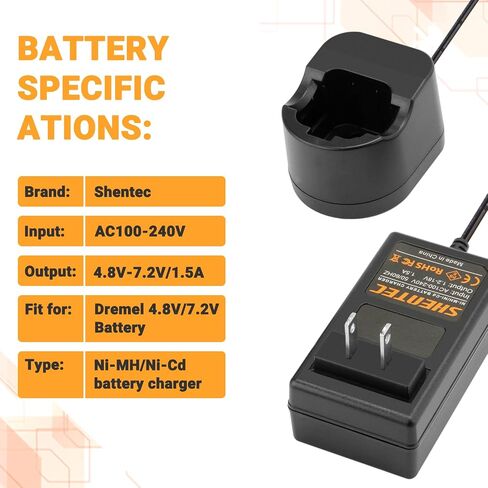 Shentec 4.8V/7.2V Ni-MH and Ni-Cd Charger Compatible with Dremel 755-01 757-01 5000755-01 7700-01 7700-02 7300 Pod Style Battery (Not for 757 Battery) in Saudi Arabia