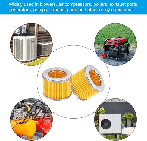 PATIKIL 2.6 x 2 Inch Air Compressor Intake Paper Filter 4 Pack Piston Type Air Filter Elements Replacement for Blowers Generators Filter Particles to Reduce Noise, Yellow in Saudi Arabia