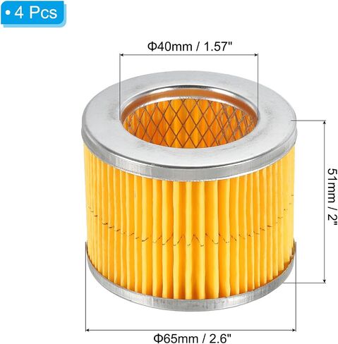 PATIKIL 2.6 x 2 Inch Air Compressor Intake Paper Filter 4 Pack Piston Type Air Filter Elements Replacement for Blowers Generators Filter Particles to Reduce Noise, Yellow in Saudi Arabia