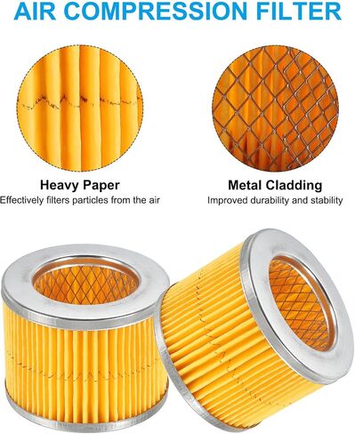 PATIKIL 2.6 x 2 Inch Air Compressor Intake Paper Filter 4 Pack Piston Type Air Filter Elements Replacement for Blowers Generators Filter Particles to Reduce Noise, Yellow in Saudi Arabia