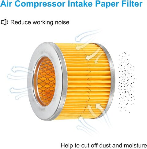 PATIKIL 2.6 x 2 Inch Air Compressor Intake Paper Filter 4 Pack Piston Type Air Filter Elements Replacement for Blowers Generators Filter Particles to Reduce Noise, Yellow in Saudi Arabia