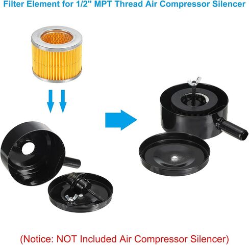 PATIKIL 2.6 x 2 Inch Air Compressor Intake Paper Filter 4 Pack Piston Type Air Filter Elements Replacement for Blowers Generators Filter Particles to Reduce Noise, Yellow in Saudi Arabia
