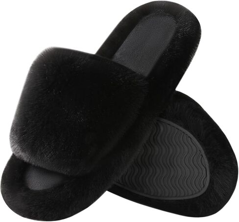Ankis Womens’s Slippers Comfy Memory Foam House Open Toe Fuzzy Slipper Plush Indoor Outdoor Slide Furry Platform Fur Lined Shoes in Saudi Arabia