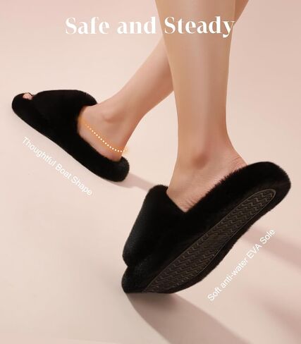Ankis Womens’s Slippers Comfy Memory Foam House Open Toe Fuzzy Slipper Plush Indoor Outdoor Slide Furry Platform Fur Lined Shoes in Saudi Arabia