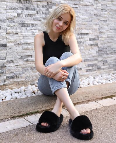 Ankis Womens’s Slippers Comfy Memory Foam House Open Toe Fuzzy Slipper Plush Indoor Outdoor Slide Furry Platform Fur Lined Shoes in Saudi Arabia