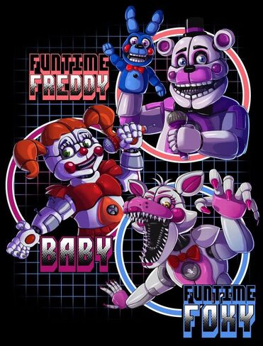 Five Nights Sister Location Funtime Freddy Foxy and Baby Boy's Black T-Shirt in Saudi Arabia