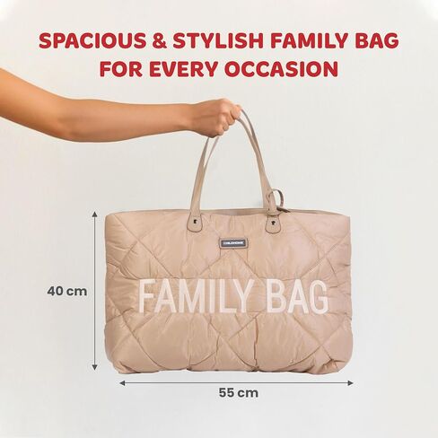 Childhome Family Bag, Baby Diaper Bag, Hospital Bag, Large Diaper Bag Tote for Baby Essential, Magnetic Closure Tote Bag Grey in Kuwait