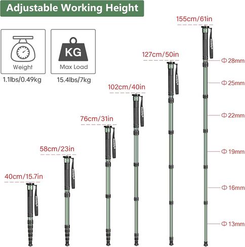 monopod monopod monopod monopod monopod monopod monopod monopod مع حقيبة تحمل مقبض عصا المشي ، لكاميل DSLR Canon Nikon Sony (Olive Green) in Saudi Arabia