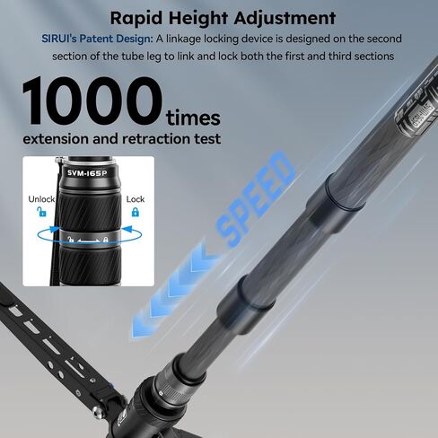 SIRUI SVM-165P Rapid Carbon Fiber Monopod with QC-55P Clamp Base Kit, 65" Camera Monopod with Pedal Feet, One-Step Height Adjustment, Modular 3 in 1 in Saudi Arabia