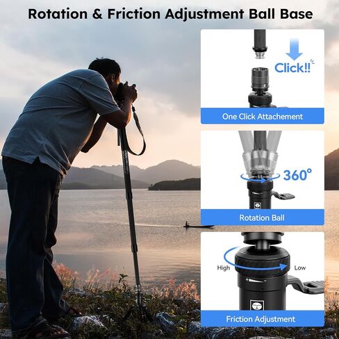 SIRUI SVM-165P Rapid Carbon Fiber Monopod with QC-55P Clamp Base Kit, 65" Camera Monopod with Pedal Feet, One-Step Height Adjustment, Modular 3 in 1 in Saudi Arabia