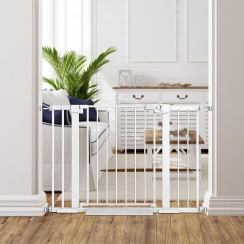 Easy Step Walk-Thru Baby Gate – Adjustable Safety Gate for Babies & Pets, Pressure Mount Kit, Includes Wall Cups – 29.7 to 32W x 30.5H inches, CPC Certified in Saudi Arabia