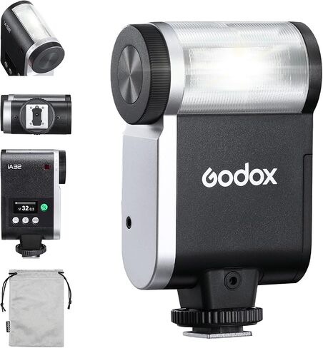 Godox IA32 Mini Flash Camera Iflash IA 32 ، Speedlite GN15 مع 8 مستويات طاقة 1/128-1/1 مضغوط وميضات حذاء محمولة ودورة يدوي لفوجي ، من أجل Nikon ، من أجل Sony (Godox IA32 Flash) in Saudi Arabia