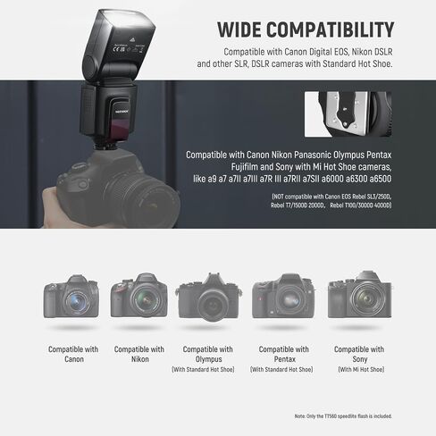 Neewer TT560 Flash Speedlite متوافق مع Canon Sony Nikon Panasonic Olympus Pentax وغيرها in Saudi Arabia