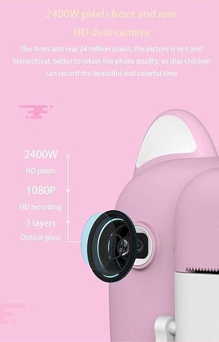 كاميرا Cartoon Smart Children Thermal Printing Digital Small Camera Camera Gift 2.4 بوصة ، 2400 واط ، وتصوير فوري (وردي) in Saudi Arabia