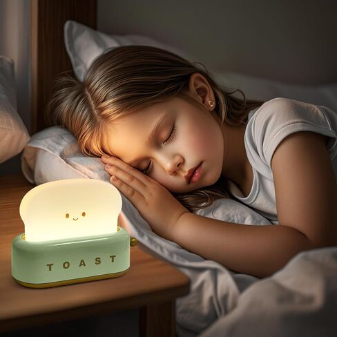 Cute Desk Decor Toaster Lamp – Adorable LED Toast Bread Night Light Rechargeable & Portable Gift for Kids/Teens/Girls – Desk Decor for Home & Christmas (Pink) in Saudi Arabia