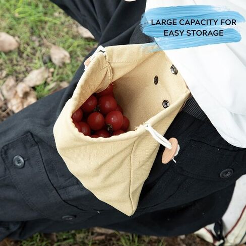 حقيبة علف قابلة للطي - كيس الفطر القشري مع السحب مع الرباط ومقطع الحزام - حقيبة خصر الحصاد في الهواء الطلق للفاكهة والمكسرات والبستنة والأدوات - كيس تخزين المشي لمسافات طويلة مضغوطة in Kuwait