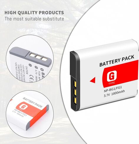 NP-BG1 NP-FG1 BG1 بطارية 2 عبارة مع شاحن متوافق مع Sony Cyber-Shot DSC W130 W210 W220 W230 W275 W290 W300 H10 H50 in Kuwait