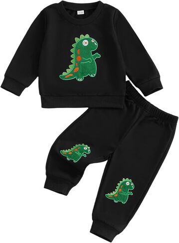 Nyapruwe Toddler Baby Boys Fall Winter Outfits Funny Print Top Pants Set | God Says I Am Long Sleeve Sweatshirt, Dinosaur/Animal/Construction Letter Pullover, Joggers Sweatpants, 12M-5T Warm Clothes in Saudi Arabia