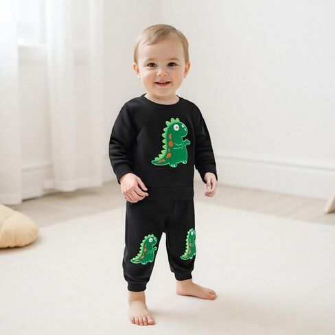 Nyapruwe Toddler Baby Boys Fall Winter Outfits Funny Print Top Pants Set | God Says I Am Long Sleeve Sweatshirt, Dinosaur/Animal/Construction Letter Pullover, Joggers Sweatpants, 12M-5T Warm Clothes in Saudi Arabia