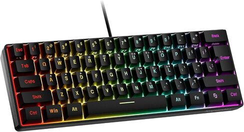 Snpurdiri 60% Wired Gaming Keyboard, 61 Keys RGB Contour Line (White) in Kuwait