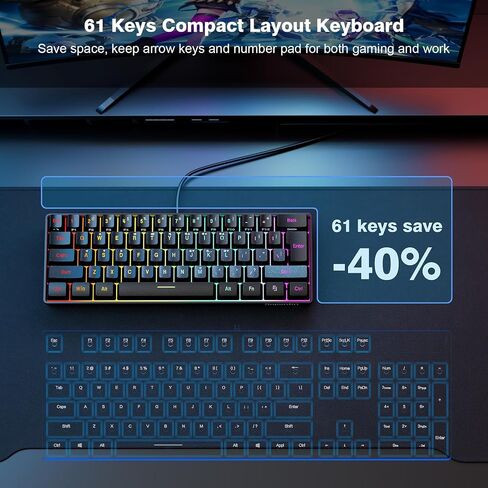 Snpurdiri 60% Wired Gaming Keyboard, 61 Keys RGB Contour Line (White) in Kuwait