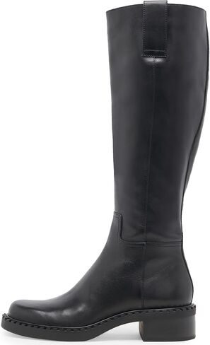 KaroNairy Women Knee High Boots Faux Leather Long Boots Low Chunky Heel Square Toe Side Zipper Fall Tall Boots in Kuwait