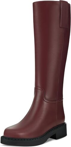 Karonairy نساء الركبة عالية الأحذية فو فو بأحذية طويلة منخفضة الكعب الكعك مربع سحاب سستة الجانب in Kuwait