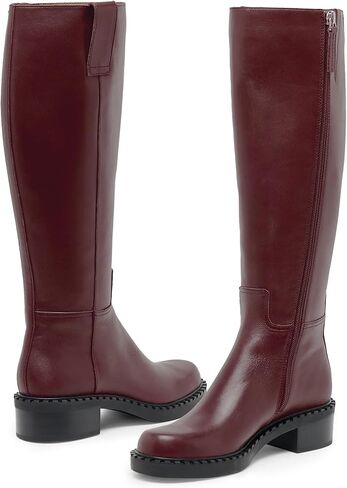 Karonairy نساء الركبة عالية الأحذية فو فو بأحذية طويلة منخفضة الكعب الكعك مربع سحاب سستة الجانب in Kuwait