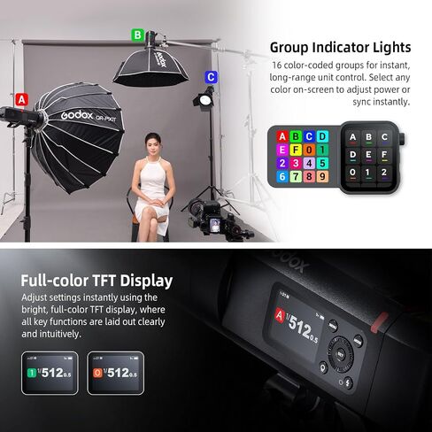 Godox AD400 Pro II Outdoor Flash Strobe, 400Ws Monolight with 2.4GHz Wireless X System, Bi-Color 30W Modeling Lamp, 1/27770s Flash Duration & 16-Color Indicators for Professional Photography in Saudi Arabia