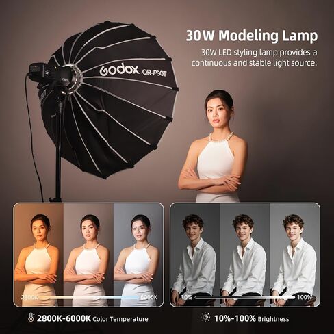 Godox AD400 Pro II Outdoor Flash Strobe, 400Ws Monolight with 2.4GHz Wireless X System, Bi-Color 30W Modeling Lamp, 1/27770s Flash Duration & 16-Color Indicators for Professional Photography in Saudi Arabia