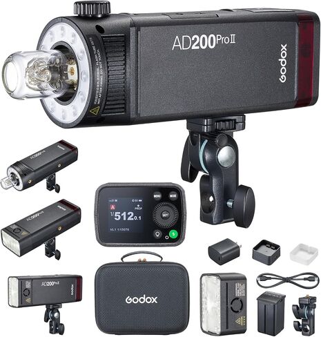 Godox Ad200 Pro II Pocket Flash-الرؤوس التي تمت ترقيتها (AD-S2 & Barb Bulb) ، مصباح طراز Bi-Color 200WS ، 2.4G TTL & HSS ، إقران واحد مع مشغل X3-متوافق مع Canon و Nikon و Sony و Fujifilm و Olympus in Saudi Arabia
