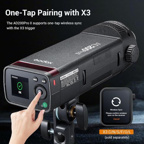 Godox Ad200 Pro II Pocket Flash-الرؤوس التي تمت ترقيتها (AD-S2 & Barb Bulb) ، مصباح طراز Bi-Color 200WS ، 2.4G TTL & HSS ، إقران واحد مع مشغل X3-متوافق مع Canon و Nikon و Sony و Fujifilm و Olympus in Saudi Arabia