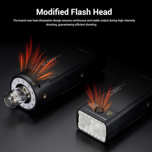 Godox Ad200 Pro II Pocket Flash-الرؤوس التي تمت ترقيتها (AD-S2 & Barb Bulb) ، مصباح طراز Bi-Color 200WS ، 2.4G TTL & HSS ، إقران واحد مع مشغل X3-متوافق مع Canon و Nikon و Sony و Fujifilm و Olympus in Saudi Arabia