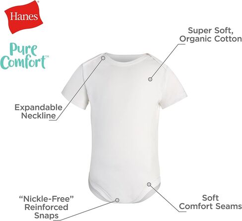 Hanes Unisex Baby Pure Comfort Short Sleeve Bodysuits, Infant Bodysuits, Boys & Girls, 3-pack in Saudi Arabia