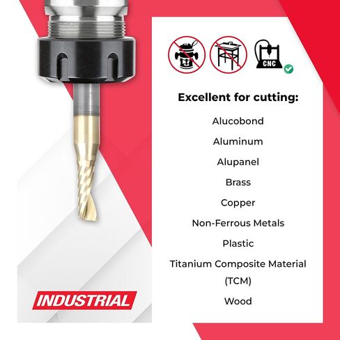 Amana Tool 57353-Z SC sciral o واحد من الناي المفرد المحسّن السطحي القطع الألمنيوم 3/16 D X 1/2 CH X 1/4 Shk x 2 inch طول جهاز التوجيه المطلي بـ ZRN طويل القامة in Saudi Arabia