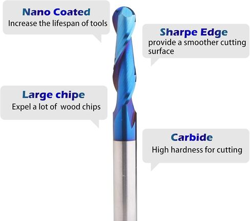 VIC022 CNC Router Bits Spiral Tapered Ball Nose R0.4 Tip 1/32" Tapered End Mill Cone Ball Nose Carbide Bit CNC Cutter for Wood Carving Engraving in Saudi Arabia
