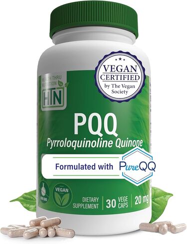 Health Thru Nutrition PQQ 20mg Pyrroloquinoline Quinone as PureQQ | Vegan Certified, Non-GMO Gluten Free | Promotes Mitochondrial Biogenesis (Pack of 120) in Saudi Arabia