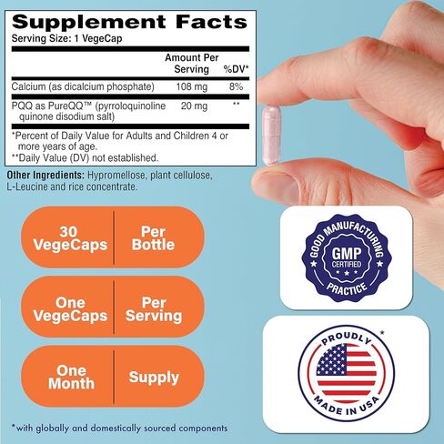 Health Thru Nutrition PQQ 20mg Pyrroloquinoline Quinone as PureQQ | Vegan Certified, Non-GMO Gluten Free | Promotes Mitochondrial Biogenesis (Pack of 120) in Saudi Arabia
