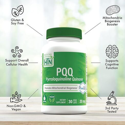 Health Thru Nutrition PQQ 20mg Pyrroloquinoline Quinone as PureQQ | Vegan Certified, Non-GMO Gluten Free | Promotes Mitochondrial Biogenesis (Pack of 120) in Saudi Arabia
