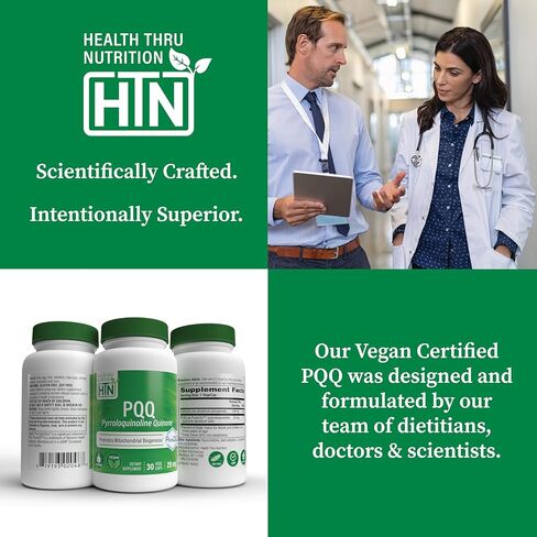Health Thru Nutrition PQQ 20mg Pyrroloquinoline Quinone as PureQQ | Vegan Certified, Non-GMO Gluten Free | Promotes Mitochondrial Biogenesis (Pack of 120) in Saudi Arabia