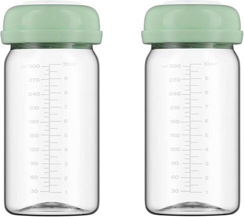 Breastmilk Storage Bottles Collection Bottles, 10oz Wide-Neck Breast Milk Container for Spectra S1 S2 SG Motif Luna Breast Pumps, Fit for 22oz Breast Milk Cooler & Fridge, PP Material, 2 Packs in Kuwait