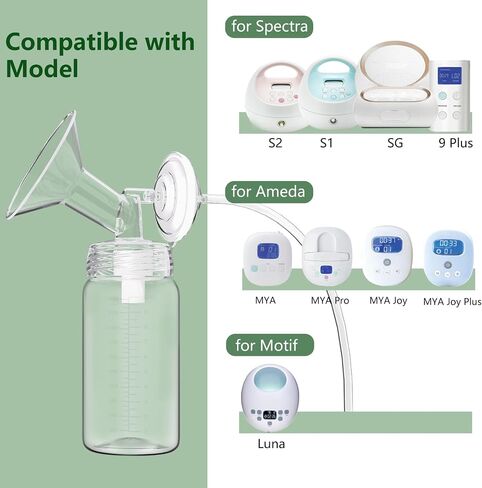 Breastmilk Storage Bottles Collection Bottles, 10oz Wide-Neck Breast Milk Container for Spectra S1 S2 SG Motif Luna Breast Pumps, Fit for 22oz Breast Milk Cooler & Fridge, PP Material, 2 Packs in Kuwait