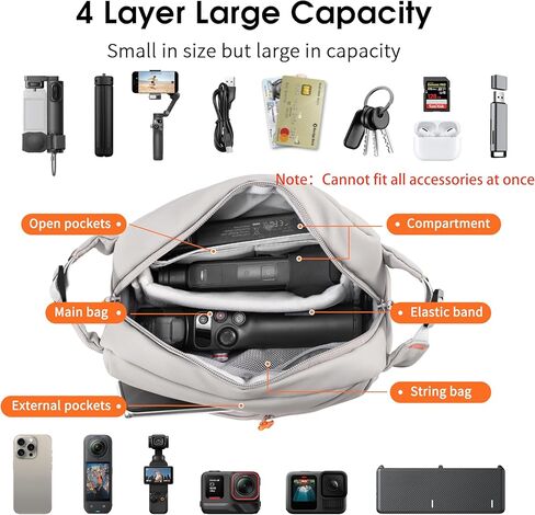 Carrying Bag X5 Travel Magnetic Quick Release Travel Case Chest Bag for DJI Osmo Pocket 3/ Mobile 7P for Insta360 X5 X4 X3 Flow 2 Go Ultra For Go pro Hero 13 12 11 MAX Accessories in Saudi Arabia