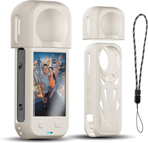 علبة تغطية السيليكون لـ Insta360 x5 ، واقي Cap Cap Soft Soft Cap Case All-Round لإكسسوارات Insta 360 X5 مع حزام معصم ، ومقاوم للصدمات ، وملاءمة دقيقة ، وموانئ شحن يمكن الوصول إليها (أسود) in Kuwait