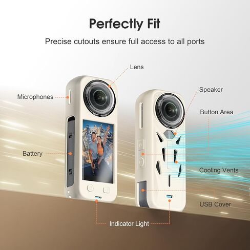 علبة تغطية السيليكون لـ Insta360 x5 ، واقي Cap Cap Soft Soft Cap Case All-Round لإكسسوارات Insta 360 X5 مع حزام معصم ، ومقاوم للصدمات ، وملاءمة دقيقة ، وموانئ شحن يمكن الوصول إليها (أسود) in Kuwait