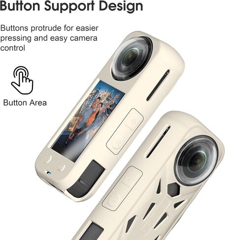 علبة تغطية السيليكون لـ Insta360 x5 ، واقي Cap Cap Soft Soft Cap Case All-Round لإكسسوارات Insta 360 X5 مع حزام معصم ، ومقاوم للصدمات ، وملاءمة دقيقة ، وموانئ شحن يمكن الوصول إليها (أسود) in Kuwait