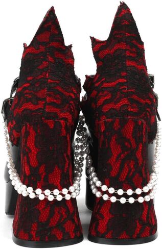 KOKOMOMO Womens Lace Flower Heels Goth Platform Shoes Chunky High Heel Mary Janes Gothic Shoe in Saudi Arabia