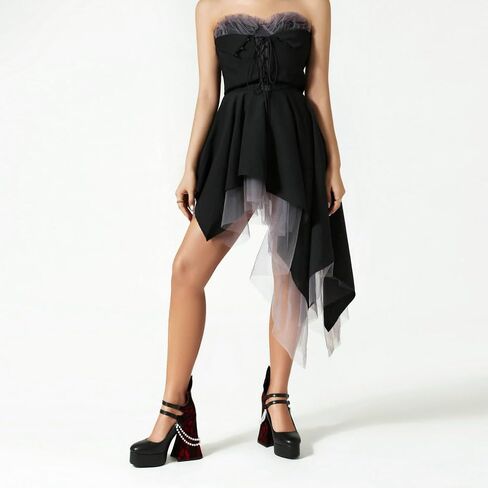 KOKOMOMO Womens Lace Flower Heels Goth Platform Shoes Chunky High Heel Mary Janes Gothic Shoe in Saudi Arabia